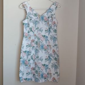 All That Jazz Floral Pink White Blue Mini Dress Size 5/6